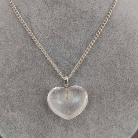 HYALINE Quartz Heart Pendant Sterling Silver 925 Necklace Chain Rock CRYSTAL-2