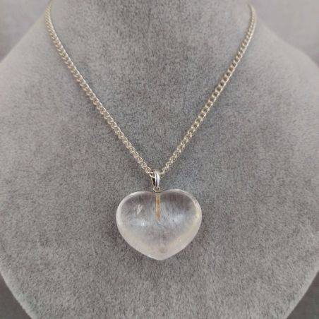 HYALINE Quartz Heart Pendant Sterling Silver 925 Necklace Chain Rock CRYSTAL-3