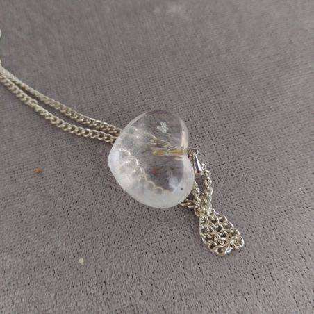 HYALINE Quartz Heart Pendant Sterling Silver 925 Necklace Chain Rock CRYSTAL-4