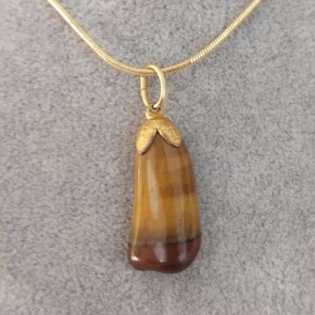Golden Flower Pendant in TIGER'S EYE Necklace Crystal Healing Feng Shui Zen-2