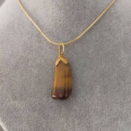 Golden Flower Pendant in TIGER'S EYE Necklace Crystal Healing Feng Shui Zen-3