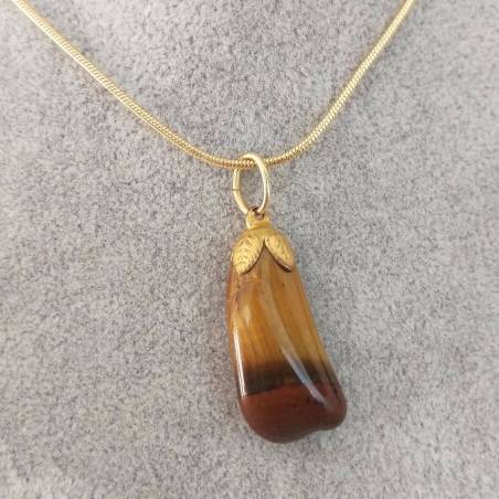Golden Flower Pendant in TIGER'S EYE Necklace Crystal Healing Feng Shui Zen-4