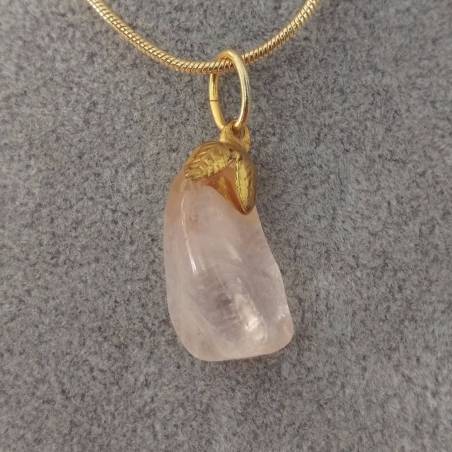 Golden Flower Pendant of Hyaline Quartz Necklace Rock CRYSTAL MINERALS Reiki-2
