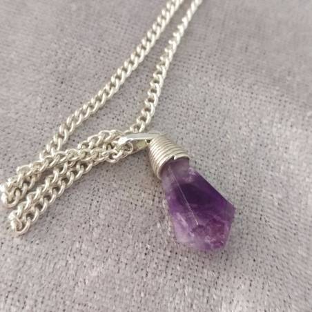 Pendant Point in AMETHYST & Silver Vintage Druzy Geode MINERALS Crystals-2