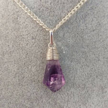 Pendant Point in AMETHYST & Silver Vintage Druzy Geode MINERALS Crystals-3