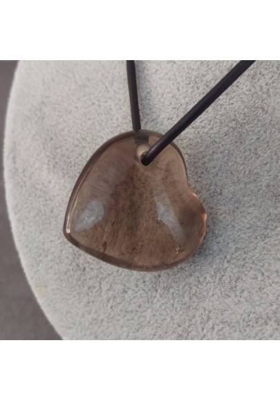 Pendentif Cuor de Quartz Fumé Cœur Fume Collier Minéraux Dégringolé Cadeau Reiki-1