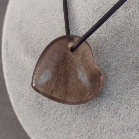 Pendentif Cuor de Quartz Fumé Cœur Fume Collier Minéraux Dégringolé Cadeau Reiki-1
