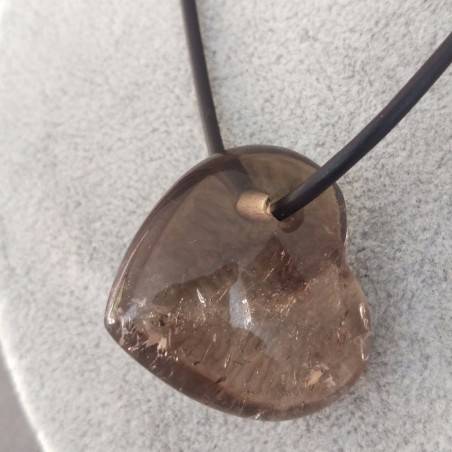 Pendentif Cuor de Quartz Fumé Cœur Fume Collier Minéraux Dégringolé Cadeau Reiki-2