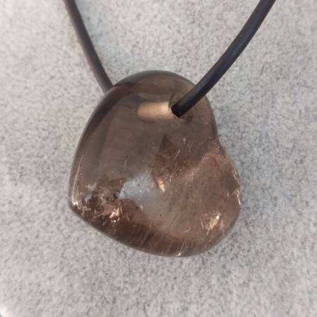 Pendentif Cuor de Quartz Fumé Cœur Fume Collier Minéraux Dégringolé Cadeau Reiki-4