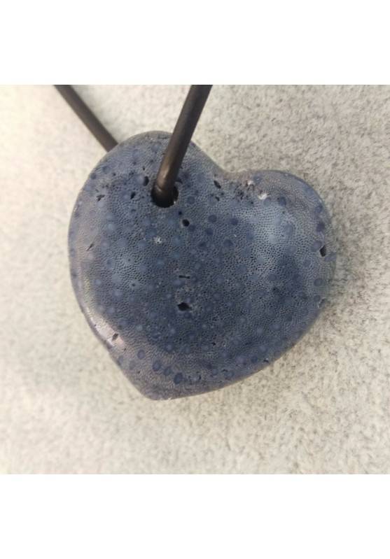 Ciondolo Cuor di Madrepora Blu Cuore Collana Minerali Burarttati Regalo Corallo-1