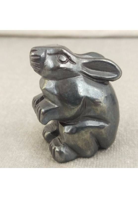 Rabbit in Hematite Home Animals Crystal Healing MINERALS Polished Reiki Aura-1
