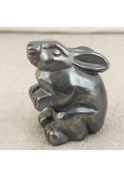 Rabbit in Hematite Home Animals Crystal Healing MINERALS Polished Reiki Aura-1