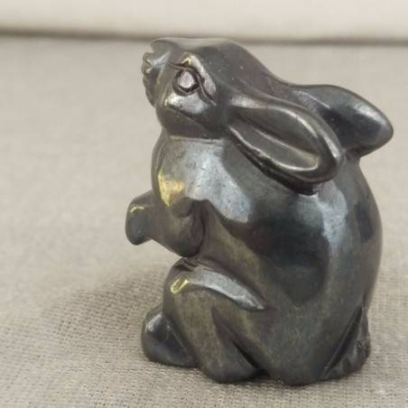 Rabbit in Hematite Home Animals Crystal Healing MINERALS Polished Reiki Aura-3