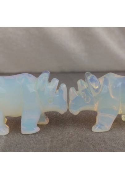 Rhinoceros in Opale Handmade Animals Stone Chakra Buddha Feng Shui Reiki-1