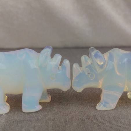 Rhinoceros in Opale Handmade Animals Stone Chakra Buddha Feng Shui Reiki-1
