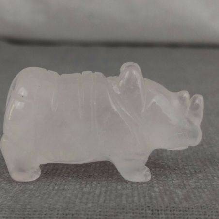 Rhinoceros in Rose Quartz Polished Animals Stone Chakra Buddha Feng Shui A+-2