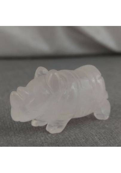 Rhinoceros in Rose Quartz Polished Animals Stone Chakra Buddha Feng Shui A+-1