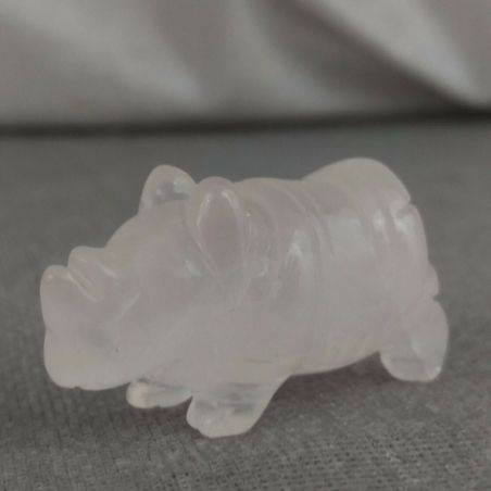 Rhinoceros in Rose Quartz Polished Animals Stone Chakra Buddha Feng Shui A+-1
