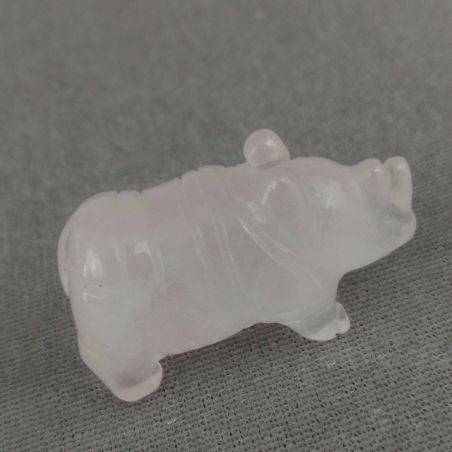 Rhinoceros in Rose Quartz Polished Animals Stone Chakra Buddha Feng Shui A+-3