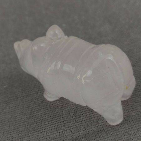 Rhinoceros in Rose Quartz Polished Animals Stone Chakra Buddha Feng Shui A+-4