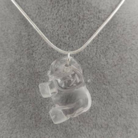 Elephant Pendant in Hyaline Quartz Necklace Rock CRYSTAL Crystal Healing-2