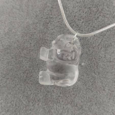 Elephant Pendant in Hyaline Quartz Necklace Rock CRYSTAL Crystal Healing-3