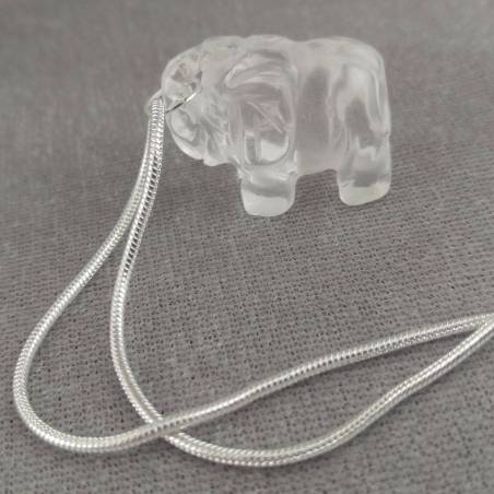 Elephant Pendant in Hyaline Quartz Necklace Rock CRYSTAL Crystal Healing-4