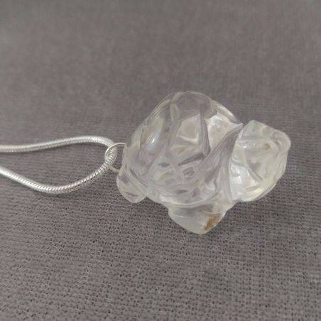 Turtle Pendant in Hyaline Quartz Rock CRYSTAL Necklace Gift Idea Charm-4