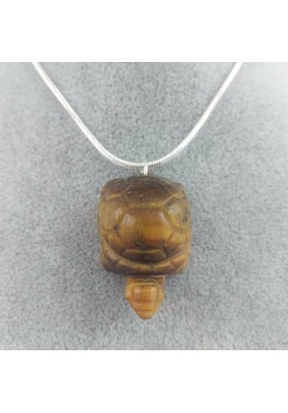 Turtle Pendant in TIGER'S EYE Necklace Crystal Healing Jewels Chakra-1