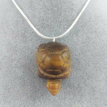 Turtle Pendant in TIGER'S EYE Necklace Crystal Healing Jewels Chakra-1
