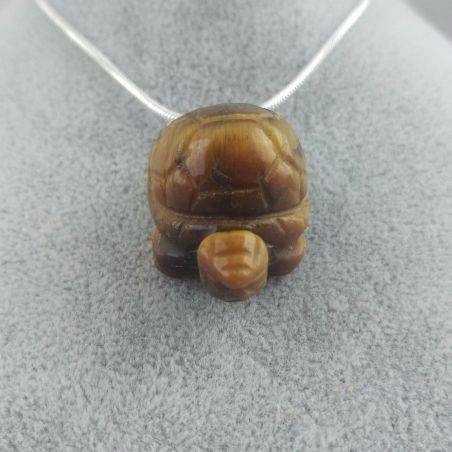 Turtle Pendant in TIGER'S EYE Necklace Crystal Healing Jewels Chakra-2