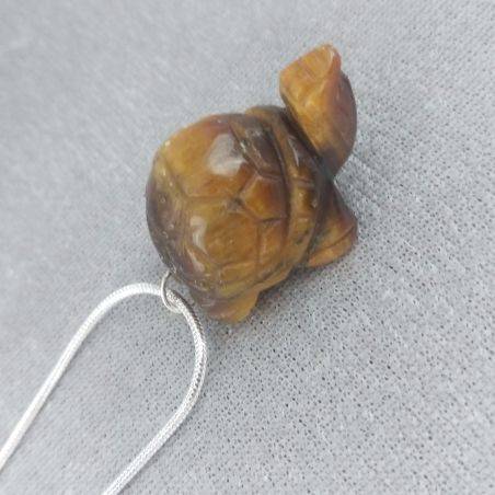 Turtle Pendant in TIGER'S EYE Necklace Crystal Healing Jewels Chakra-3