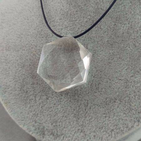 Pendant Faceted STAR in PURE Hyaline Quartz ROCK CRYSTAL with Filo Gift Idea Necklace-5