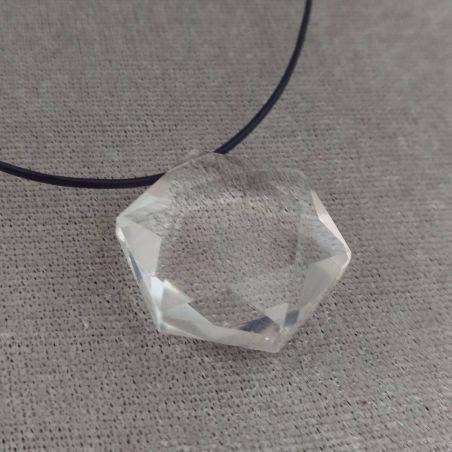 Pendant Faceted STAR in PURE Hyaline Quartz ROCK CRYSTAL with Filo Gift Idea Necklace-6