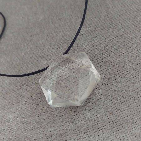 Pendant Faceted STAR in PURE Hyaline Quartz ROCK CRYSTAL with Filo Gift Idea Necklace-7