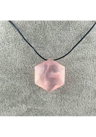 Pendant Faceted STAR in Rose Quartz Necklace with Chain Jewels Naturals A+-1