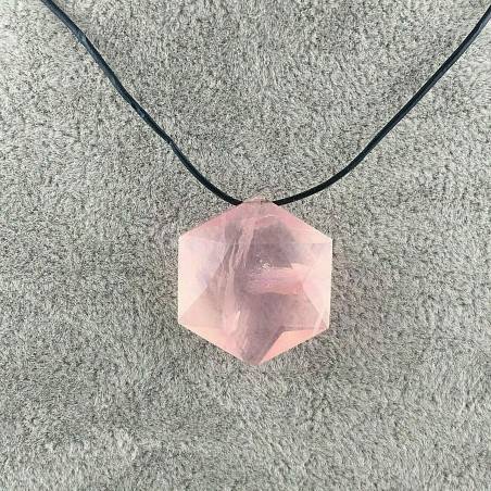 Pendant Faceted STAR in Rose Quartz Necklace with Chain Jewels Naturals A+-1