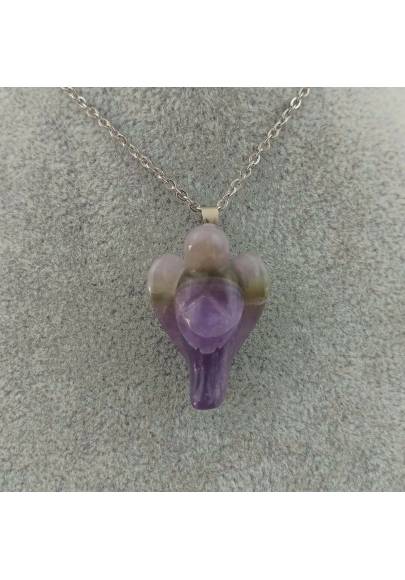 Dogtooth AMETHYST Pendant Angel with SILVER Plated Necklace Mystic-1