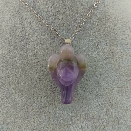 Dogtooth AMETHYST Pendant Angel with SILVER Plated Necklace Mystic-1