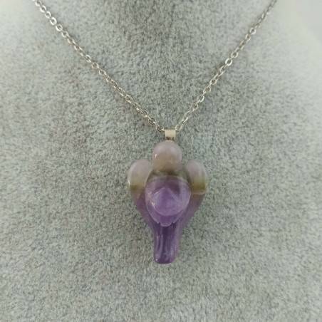Dogtooth AMETHYST Pendant Angel with SILVER Plated Necklace Mystic-2