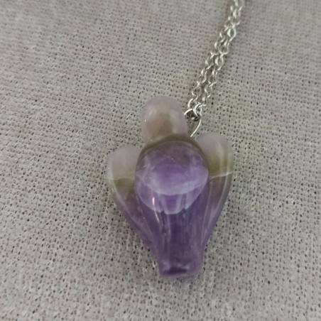 Dogtooth AMETHYST Pendant Angel with SILVER Plated Necklace Mystic-3