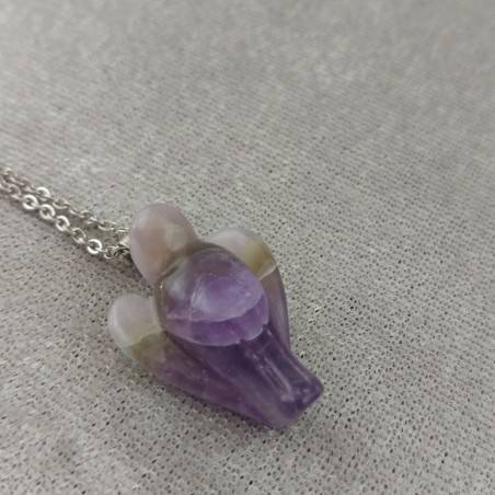 Dogtooth AMETHYST Pendant Angel with SILVER Plated Necklace Mystic-4