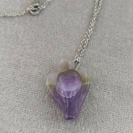 Dogtooth AMETHYST Pendant Angel with SILVER Plated Necklace Mystic-5