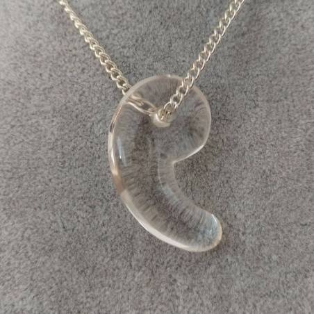 Pendant "Yin Yang" in PURE Hyaline Quartz ROCK CRYSTAL Necklace Jewel Charm-2