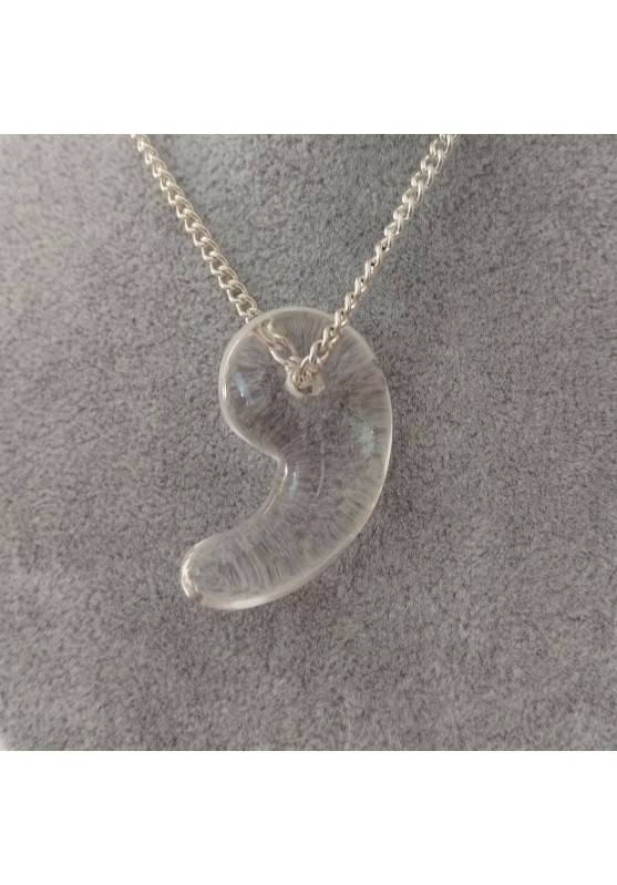 Pendant "Yin Yang" in PURE Hyaline Quartz ROCK CRYSTAL Necklace Jewel Charm-1