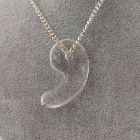Pendant "Yin Yang" in PURE Hyaline Quartz ROCK CRYSTAL Necklace Jewel Charm-1