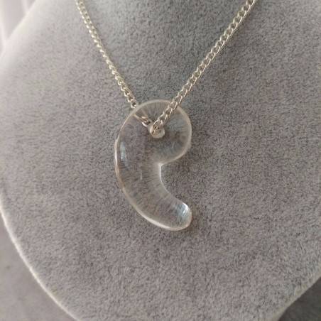 Pendant "Yin Yang" in PURE Hyaline Quartz ROCK CRYSTAL Necklace Jewel Charm-3