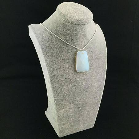 Pendentif GEMME de Quartz Opale À facettes Avec Bijoux Plaqué Argent Collier-3