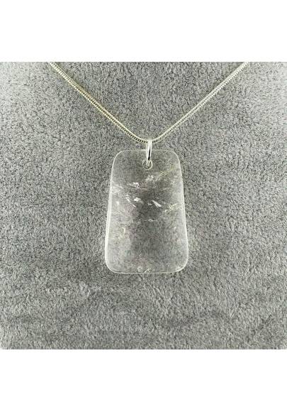 Pendant Gemstone of Hyaline Quartz Faceted Necklace Chain Crystal Healing A+-1