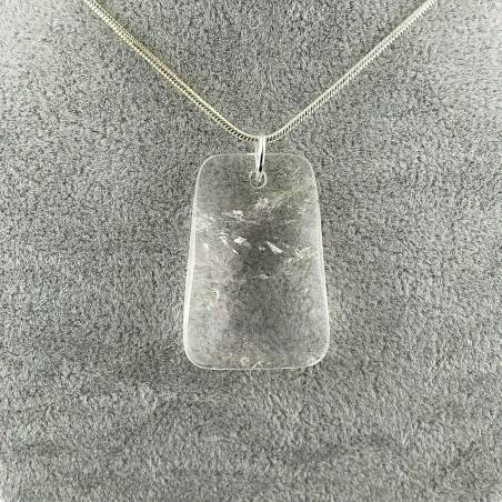 Pendant Gemstone of Hyaline Quartz Faceted Necklace Chain Crystal Healing A+-1